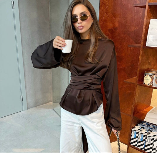 Bruine blouse Linda